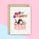 Lazy B'Day Cat Greeting Card