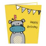 Hippo Birthday Greeting Card