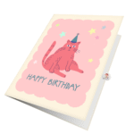 Pink Birthday Cat Greeting Card