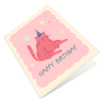 Pink Birthday Cat Greeting Card