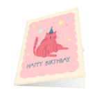 Pink Birthday Cat Greeting Card