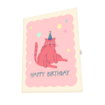 Pink Birthday Cat Greeting Card