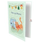 Xmas Cat and Fishes Greeting Card