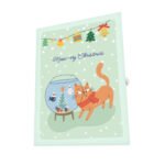 Xmas Cat and Fishes Greeting Card