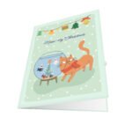 Xmas Cat and Fishes Greeting Card