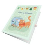 Xmas Cat and Fishes Greeting Card