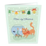 Xmas Cat and Fishes Greeting Card